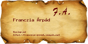 Franczia Árpád névjegykártya